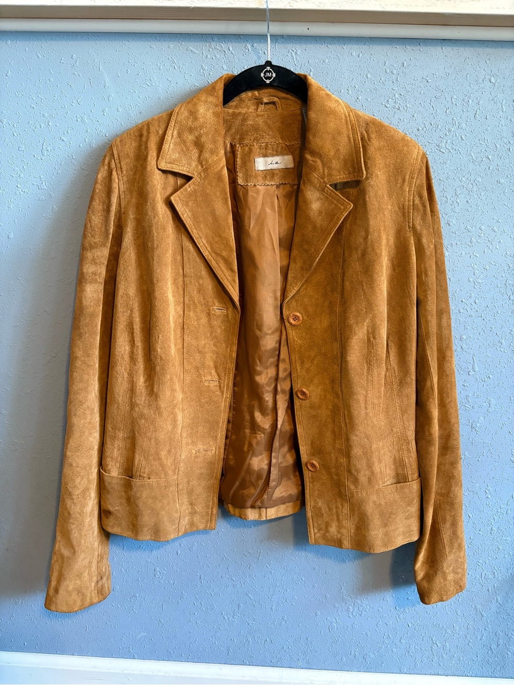 Women's Suede Blazer Jacket in Camel
